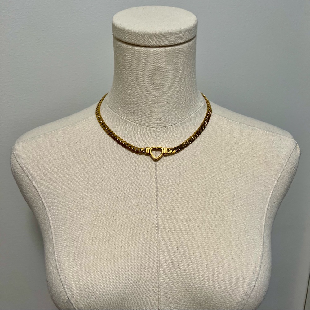 AHAVA Gold Cuban Link Heart Necklace